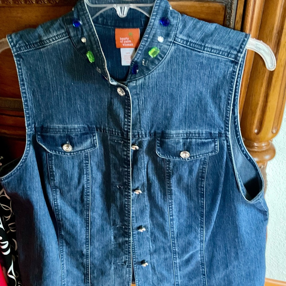 Jeweled denim vest